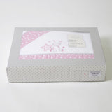 Juego de sábanas cuna coralina jirafa 378 bco/rosa