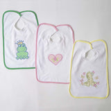 Babero rizo blanco bordado con aplique g316 set 3