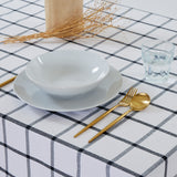 Mantel cotton blanco cuadro carbón