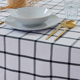 Mantel cotton blanco cuadro carbón