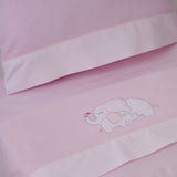 JUEGO DE SÁBANAS CUNA FRANELA ELEFANTE ROSA