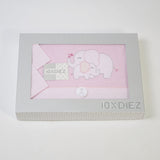 JUEGO DE SÁBANAS CUNA FRANELA ELEFANTE ROSA
