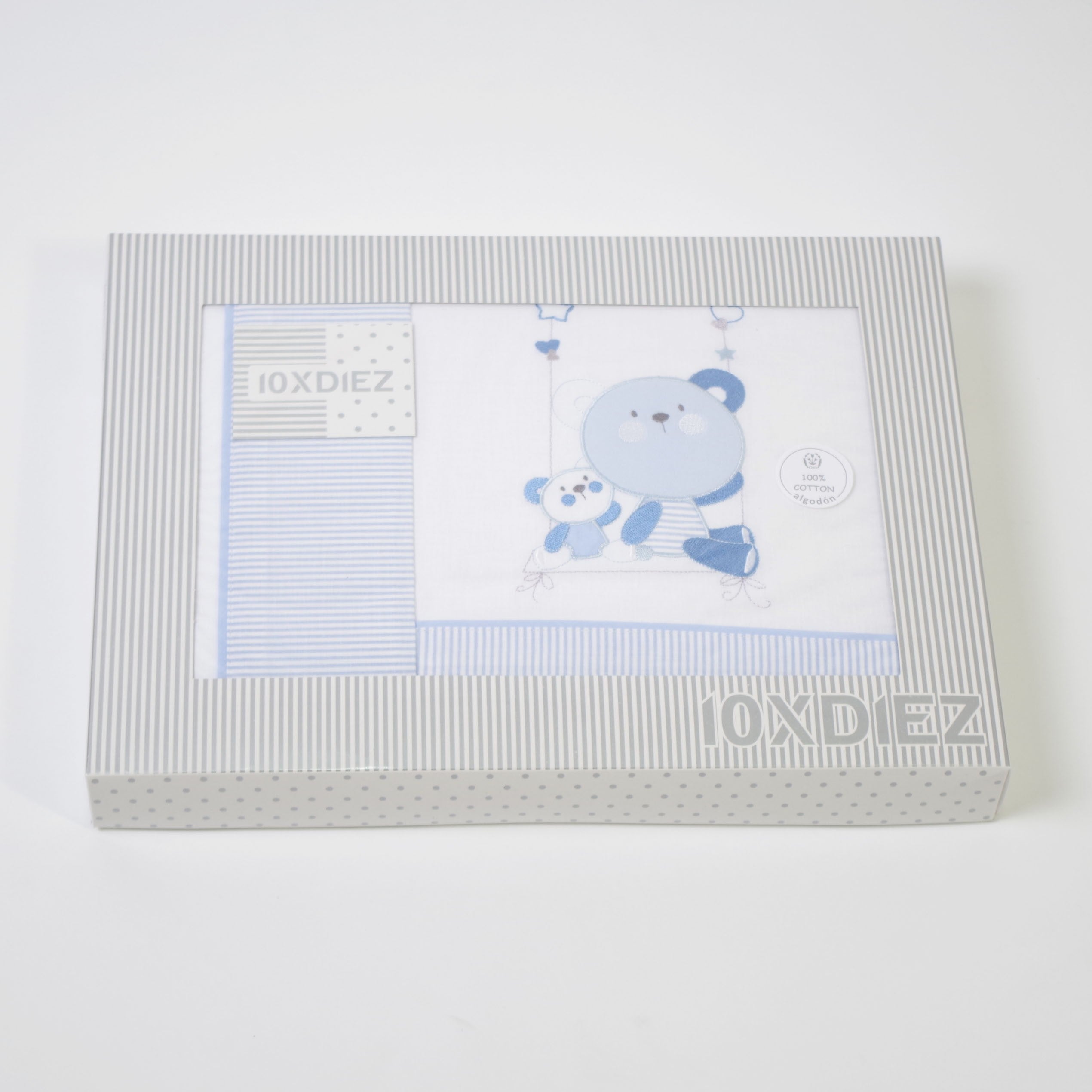 Juego de sábanas cuna 121 bco/azul
