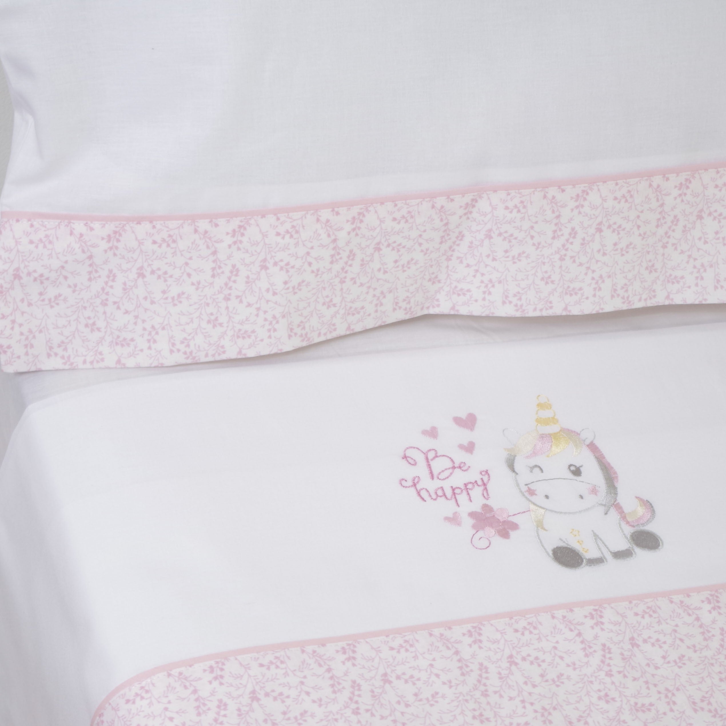JUEGO DE SÁBANAS CUNA 124 BLANCO/ROSA