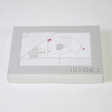 Juego de sábanas cuna franela elefante blanco/gris