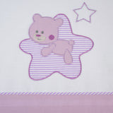 Juego de sábanas cuna star blanco/lila