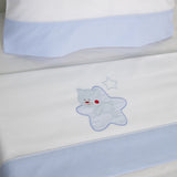Juego de sábanas cuna star blanco/azul