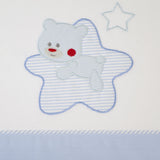 Juego de sábanas cuna star blanco/azul