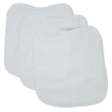 Pack 3 baberos rizo guardería color blanco con elástico. Lavables, exterior de rizo y reverso impermeable. Medidas: 33x29cm