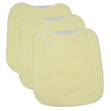 Pack 3 baberos rizo guardería color amarillo con elástico. Lavables, exterior de rizo y reverso impermeable. Medidas: 33x29cm