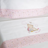 Juego de sábanas cuna oso 292 blanco/rosa