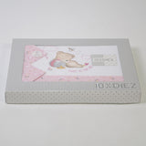 Juego de sábanas cuna oso 292 blanco/rosa