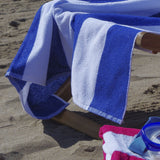 Toalla playa rayas azul royal