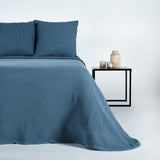 Colcha algodón nido abeja azul 150