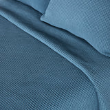 Colcha algodón nido abeja azul 150