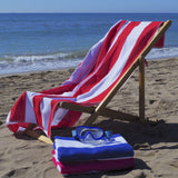 Toalla playa rayas rojo algodon