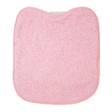 Babero rizo plastico con goma rosa