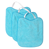 Pack 3 baberos rizo guardería color turquesa con elástico. Lavables, exterior de rizo y reverso impermeable. Medidas: 33x29cm
