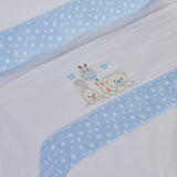 Juego de sábanas cuna franela 068 blanco/azul