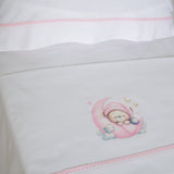 Juego de sábanas cuna 450 blanco/rosa