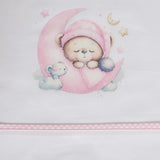 Juego de sábanas cuna 450 blanco/rosa