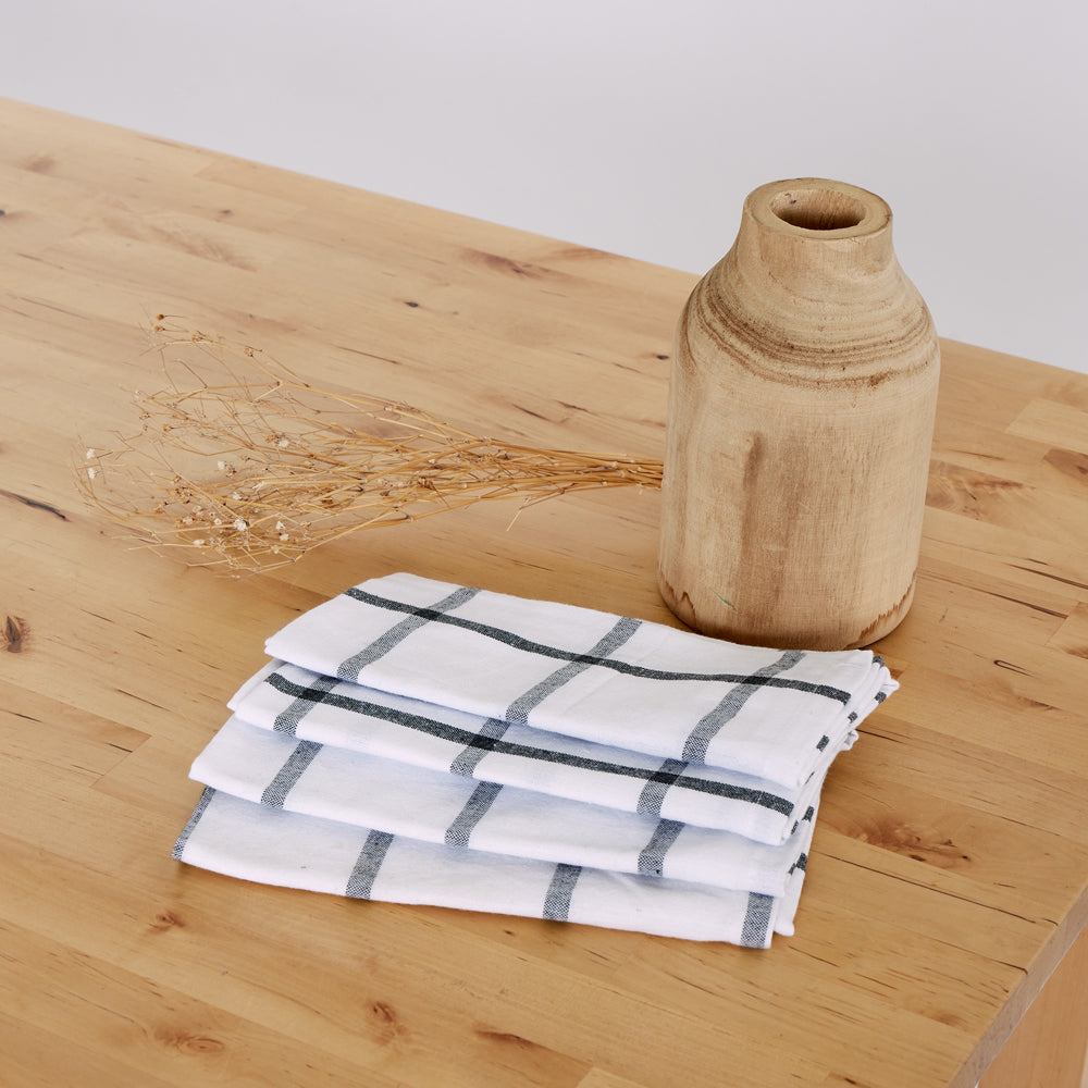 Servilletas cotton cuadro carbón pack 4 unidades