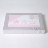 Juego de sábanas cuna franela estrellas 476 blanco/rosa