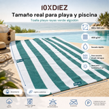 Toalla playa rayas verde algodón